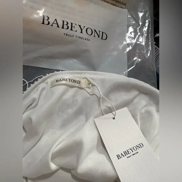 MWT BABEYOND Women's Beaded Sequin V -Neck Mini Slip Dress Size S White - Picture 5 of 5